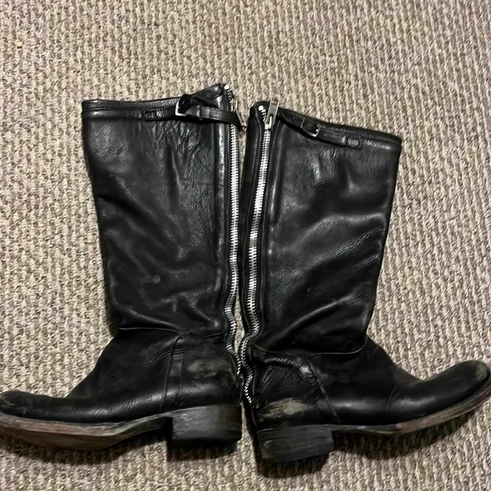Ash distressed leather boots